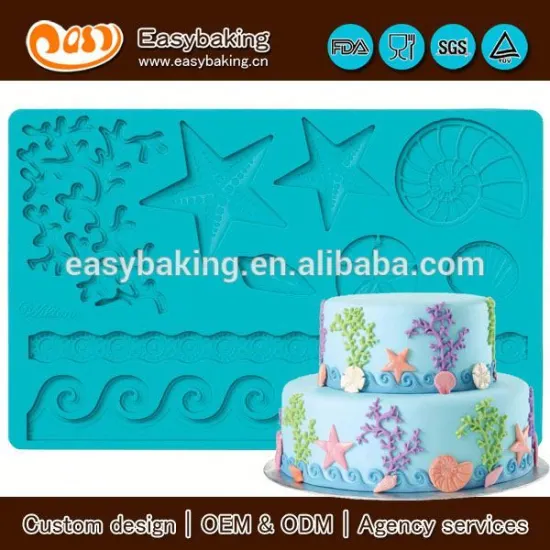Wholesale custom 3D sea life Gum Paste and fondant mold for cake decorating