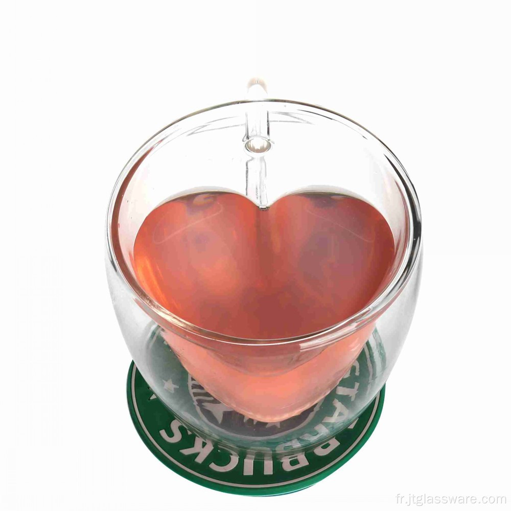 Ensemble de tasses coeur en verre de haute qualité