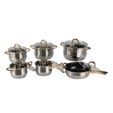 Gold handle cookware cooking pot set