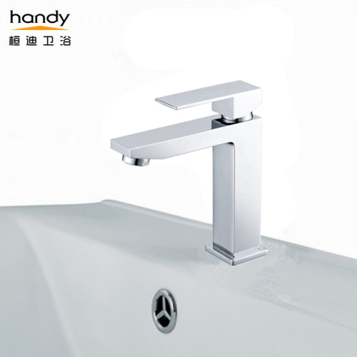 Stylish Square Type Single Cold Chrome basin faucet