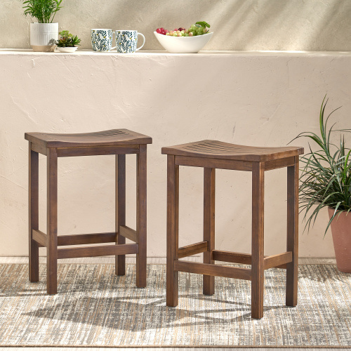 Outdoor Acacia Wood Counter Height Barstool