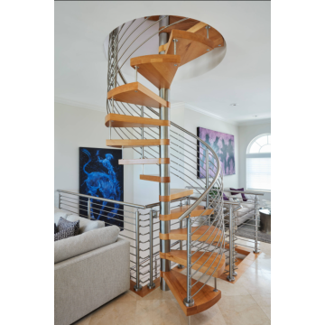 MS2025 درابزين من أسلاك الفولاذ الداخلية درج حلزوني من الخشب الصلب