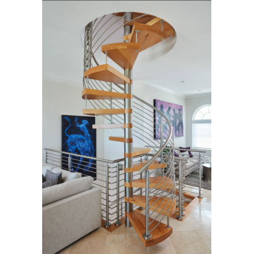 MS2025 درابزين من أسلاك الفولاذ الداخلية درج حلزوني من الخشب الصلب