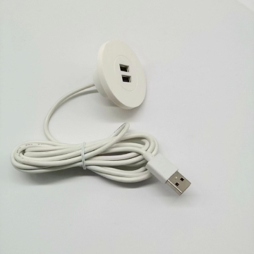 Round USB Charger with 2 Port Socket for Sofa and Desktop