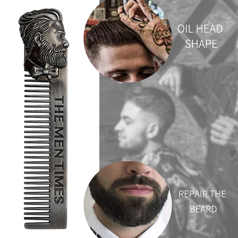 1PC Gentelman Barber Styling Metal Comb Stainless Steel Men Beard Comb Mustache Care Shaping Tools Pocket Size Silver Hair Comb