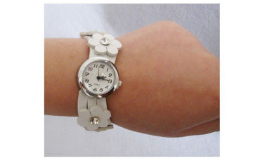 White Flower Wrap Around Wrist Watch Womens Automatic Quartz Watches