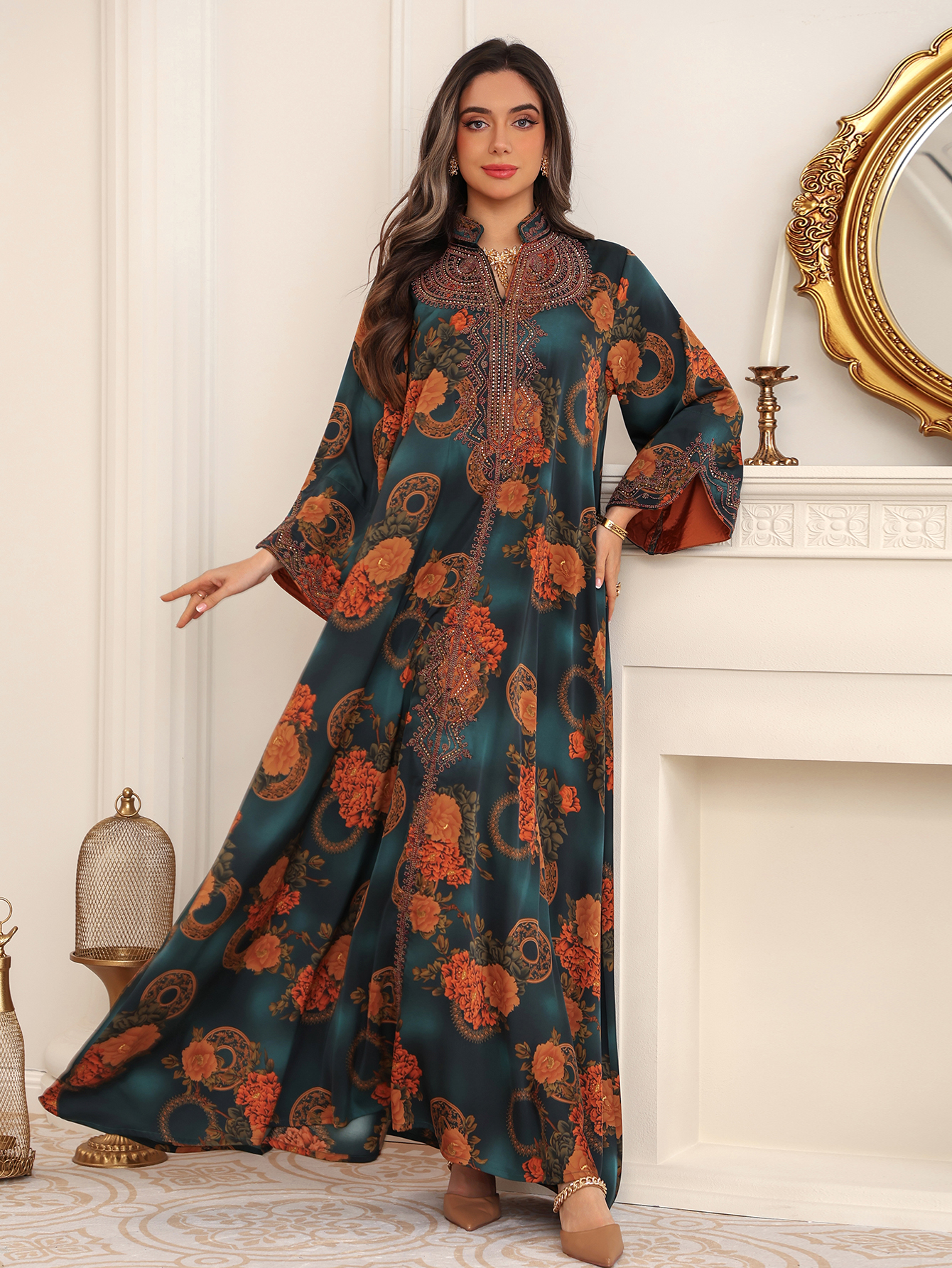 Floral Abaya Detail View