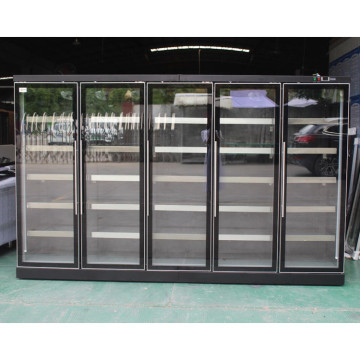 Supermarket Remote Type 5 Glass Door Chiller Cooler 2500L Fan Cooling for Beverages