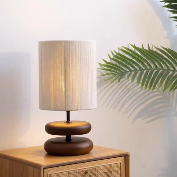 Vintage Style Solid Wood Table Lamp for Home and Bedroom Decor