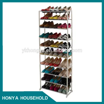 10 tier modern stackable plastic shoe rack