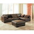 Luxurious Brown Leather Sectional Sofa with Chaise