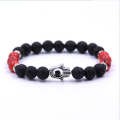 Pulsera de piedras preciosas Evil Eye Difusor de aceites esenciales de piedra de lava Reiki Healing Balancing Round Beads