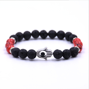 Howlite Evil eye volcano Lava Stone Bracelet