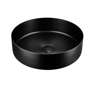 Stainless Steel Luxury Modern Wash Basin with Pop-Up Drainer - Matte Black and Hair Round Design