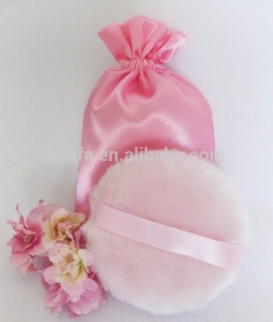 PINK Silky Powder Puff 4.5 Inch (12cm) in a Pretty Satin Bag