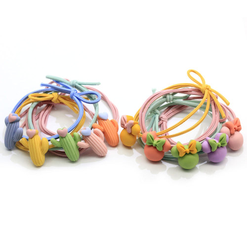 100Pcs Cartoon Candy Color Girls' Elastic Hair Ties Baby Girl's Hair Band Headband Ponytail Holders Bracelet Hair Accessories
