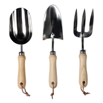 Set di utensili da giardino Mini Zhixin professionisti: spatola, rastrello e macchina per piantine per fiori in vaso all'aperto - manico in ferro e legno in nero