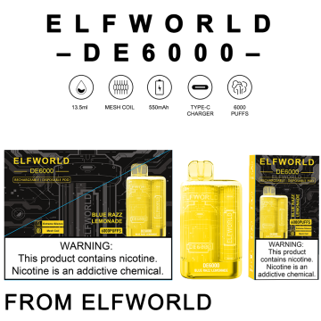 Atomizzatore di sigarette Brand Original Brand Elf World de 6000puffs