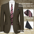 WYWK 2 Piece Men's Suit Wedding Business Party-Brown-M