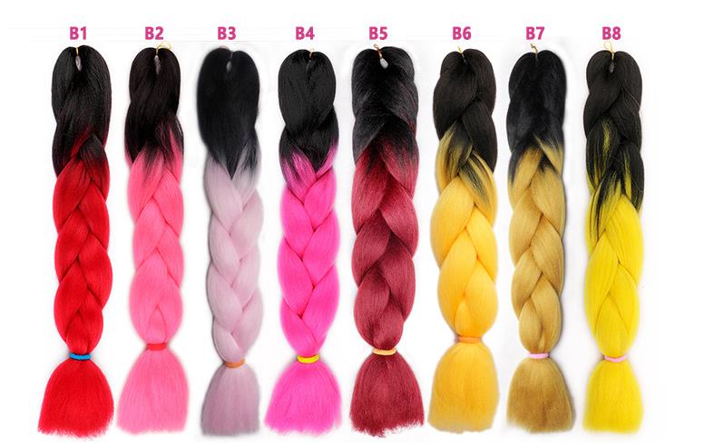 Ombre Color Synthetic Hair Super Jumbo Braids 24 inch Synthetic Two Tone High Temperature X pression Crochet Braids Hair