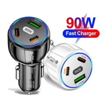 90W USB Car Charger with PD Type C, Fast Charging for iPhone 15/14/13 and Samsung