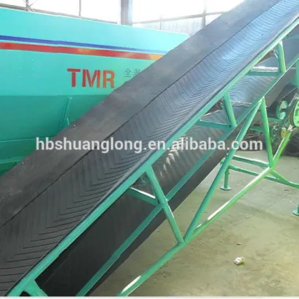 Rubber patterned chevron transmission belt