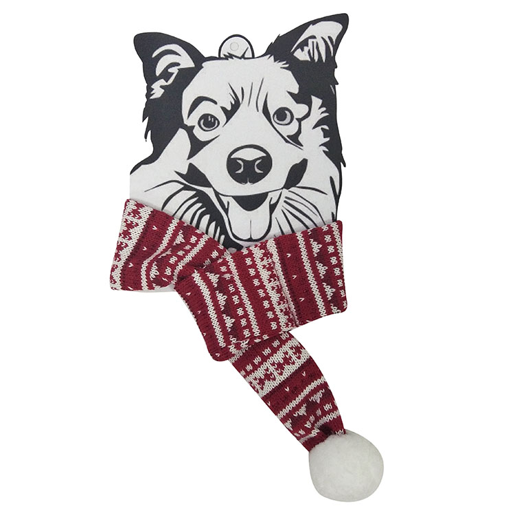 Christmas dog knit scarf red 2