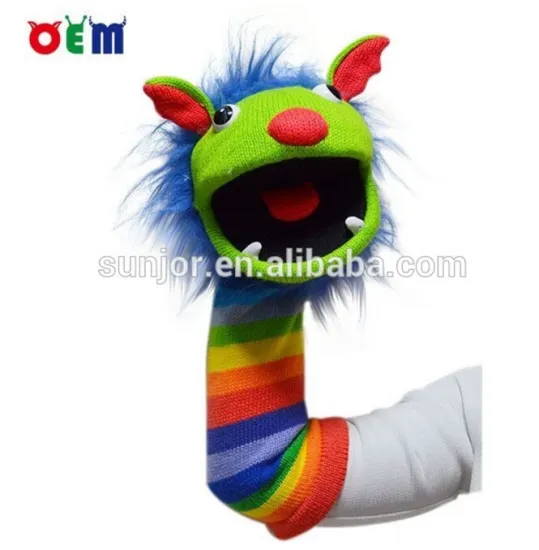 Knitted Hand Puppet for adult stripy hand puppet for sale with sound