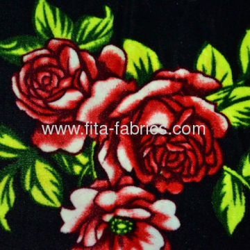 Peony Design Printed Peluche Fabric Or Velvet Crushed 