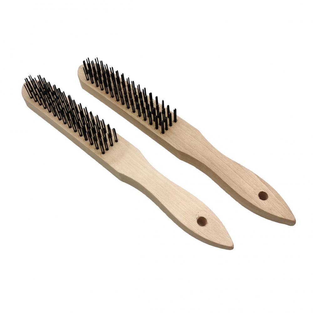 2 pcs wooden handle wire brush set