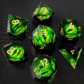 BESCON Dragon's Eye Sharp Edged Polyhedral Dice Set of 7, Handmade Dragon's Eye Dice for Role Playing Game