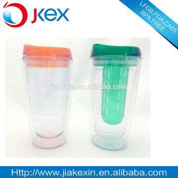 Wholesale double wall plastic mug with infuser