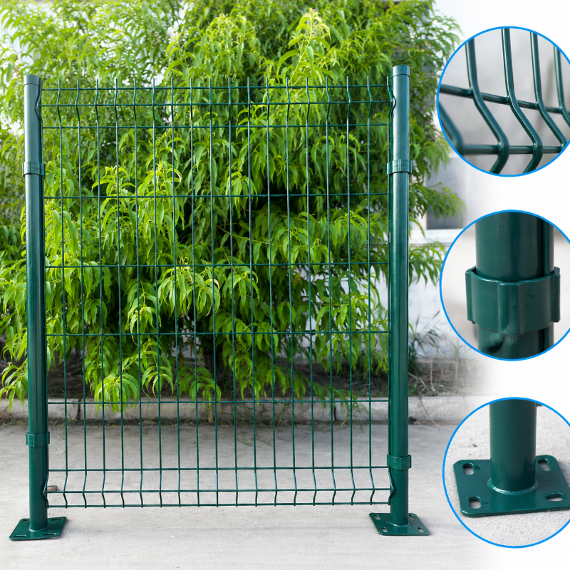 ANJIA Group – V-bend mesh panel fence with round post and connection clips