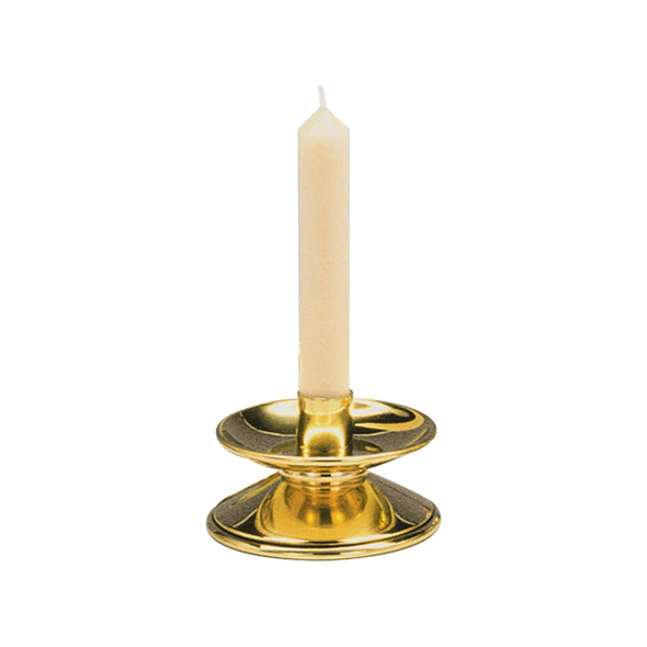 Angular Polished Brass Candlestick