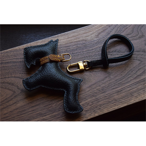 Schnauzer Dog Handmade Leather Car Keychain