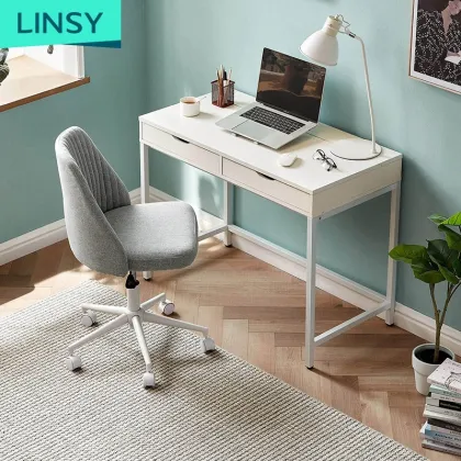 Linsy Home Office Metal Frame Wooden Corner Study Table