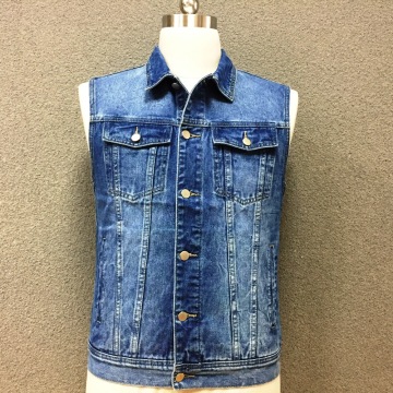 Doppeltaschenwestenjacke aus Baumwolldenim