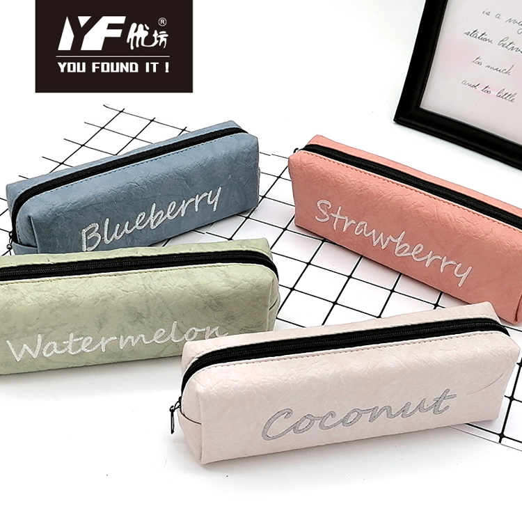 Popular simple color embroidery partysu pu pencil case