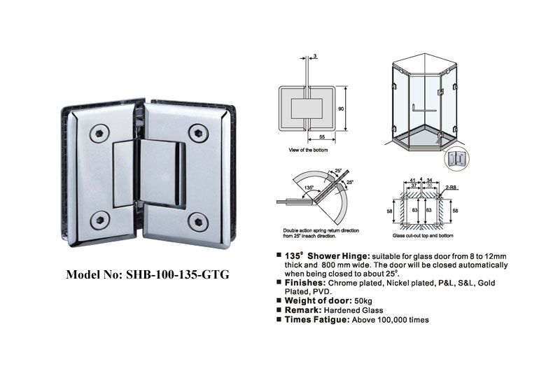 Shower Door Hinges with Strong load-bearing capacity