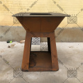 Outdoor rust corten steel grill BBQ