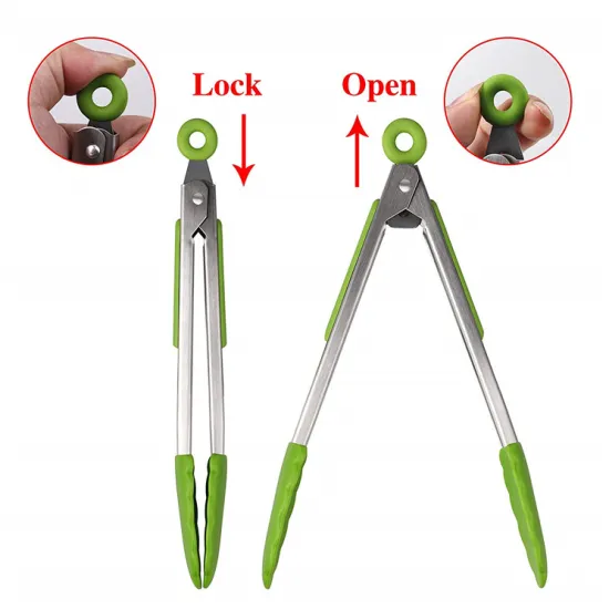 100% Food Grade Silicone Gripper Tongs
