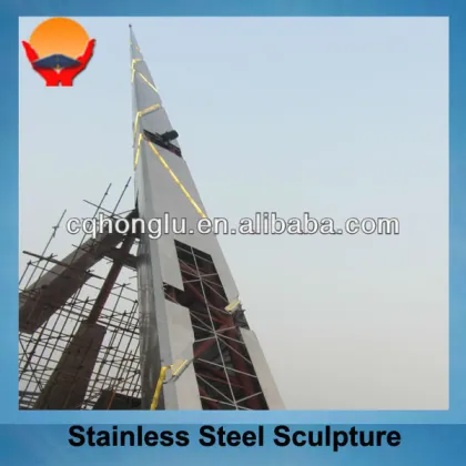 Steel building stainless steel sculpture