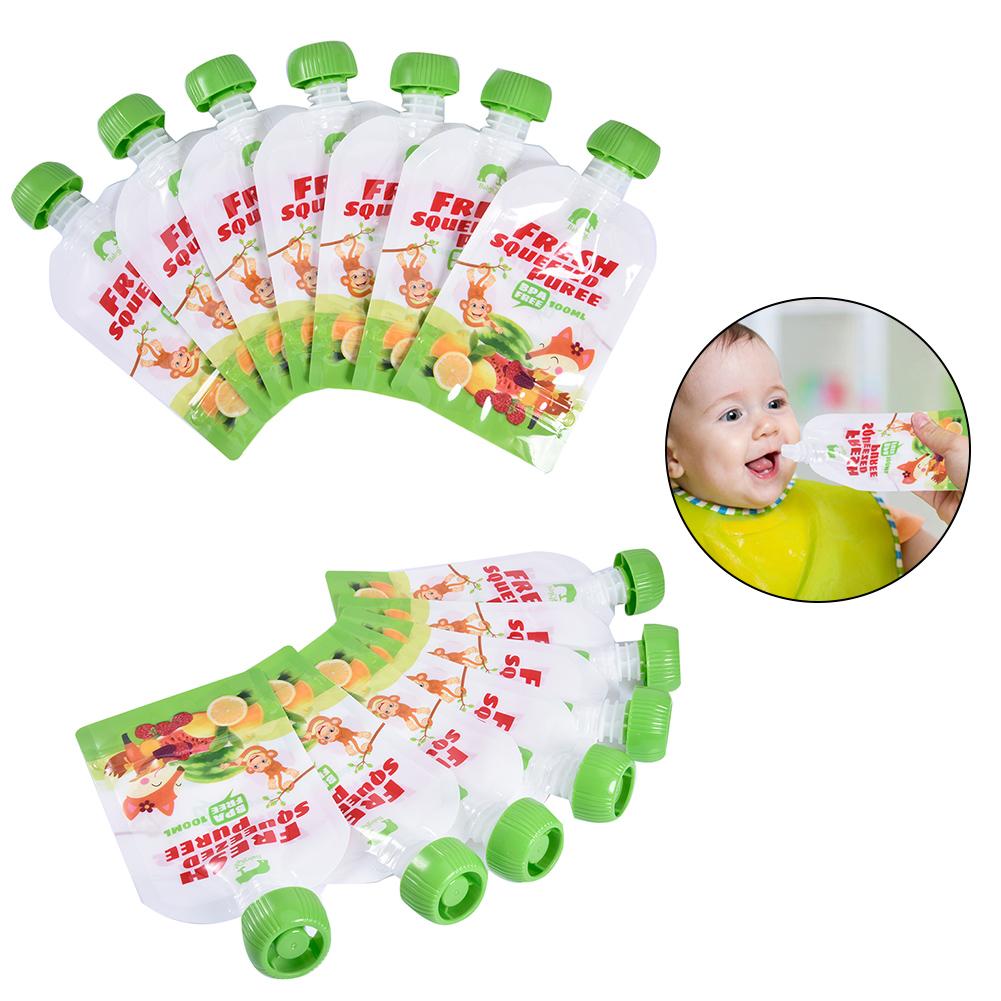 Baby Reusable Food Supplement Bag Homemade Puree Portable Fruit And Vegetable Food Pouch Milk Bag Milk Bag 8 Pack