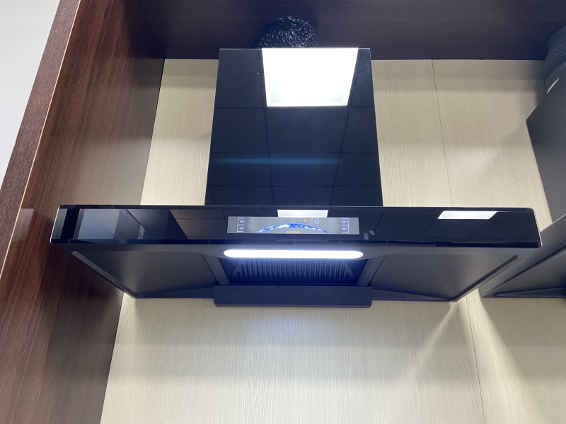 Modern Style  T Shape Kitchen Cooker Hood Wall Mounted Range Hood Paint Black Stainless Steel Filter With 3-Speed For Kitchen