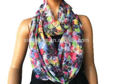 High quality floral printed Cotton/Polyester Scarf