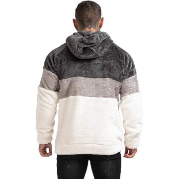 Sudadera esponjosa de hombres con capucha con cremallera de cordero
