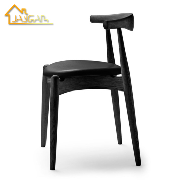 Modern Nordic Ox Chair - Black Wooden Dining Chair with PU Leather Seat