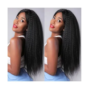 GMwigs yaki 1*4 Lace Wig Kinky Straight Human Hair Wigs Pre Plucked Hair Line Brazilian 10 to 28 Inch 100 Soft Black Light