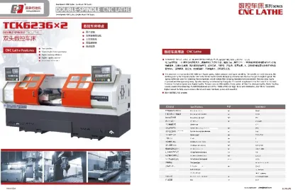 CTK6236x2 DOUBLE SPINDLE FLAT BED AND LINEAR GUIDE WAY CNC LATHE