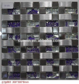 Brush metal stainless steel and glass mosaic tile for shop decorative